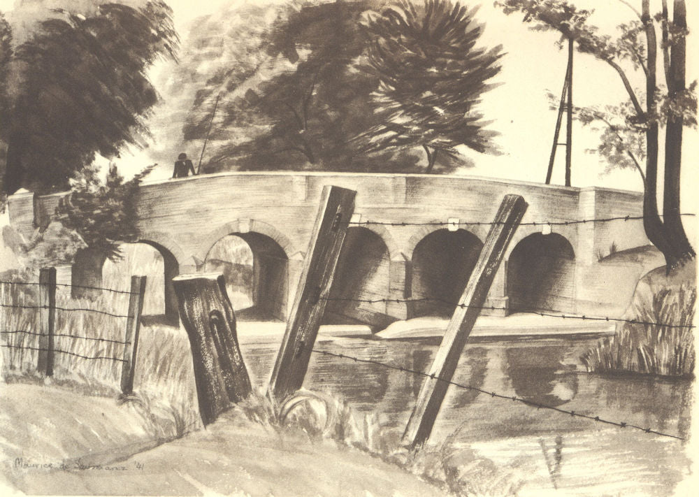BEDFORDSHIRE. Bridge at Cardington. By Maurice de Sausmarez 1946 old print